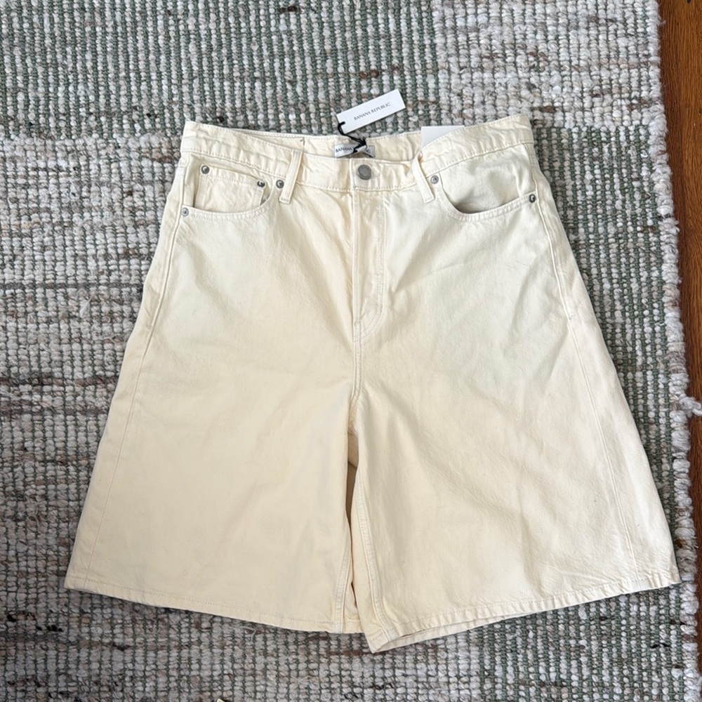 Women’s Cream Denim Bermuda Shorts